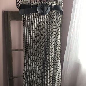 Black and White Pleated Skirt with Belt